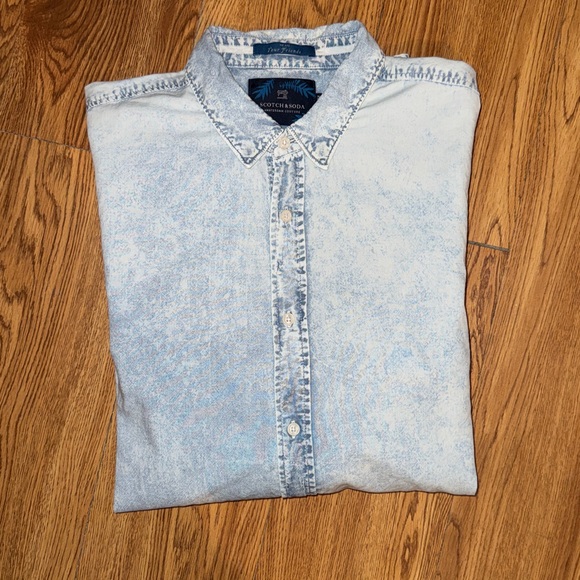Scotch & Soda Men's Faded Blue Button Down Shirt Chambray - Picture 7 of 7